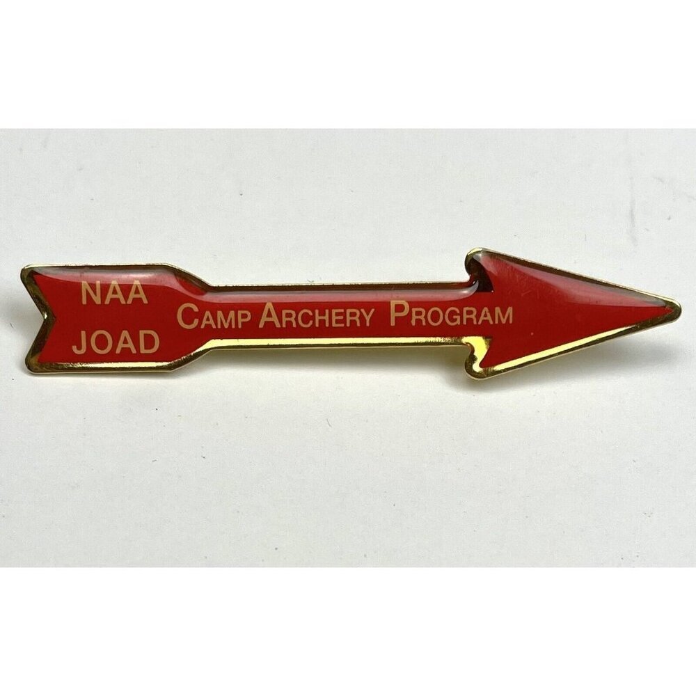 VTG 2.5" Red White Text CAA NAA JOAD Camp Archery Program Club Arrow Pin PINBACK